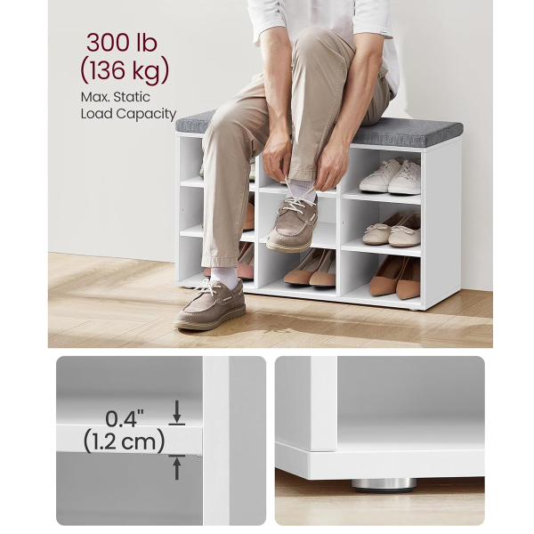 Παγκάκι Εισόδου Με Αποθηκευτικό Χώρο (78.5x30.3x48) Vasagle LHS009W14