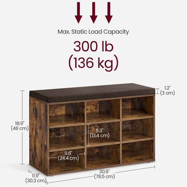 Παγκάκι Εισόδου Με Αποθηκευτικό Χώρο (78.5x30.3x48) Vasagle LHS009B01