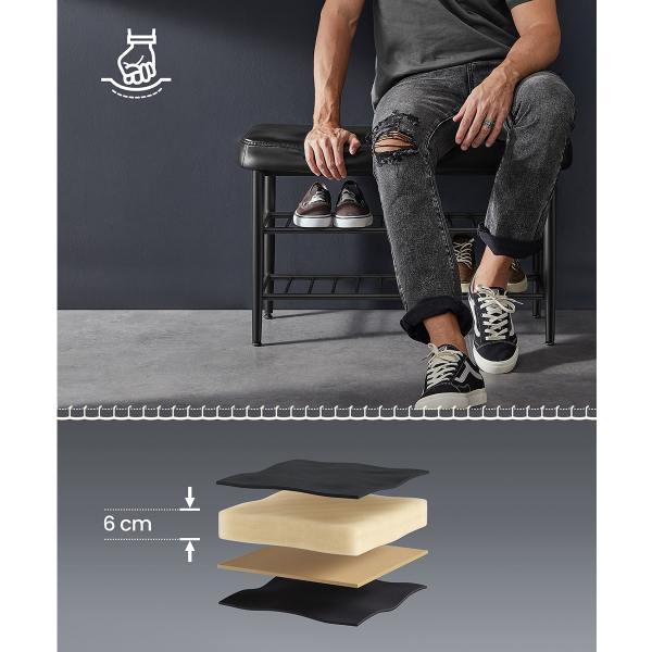 Παγκάκι Εισόδου - Παπουτσοθήκη 6 Θέσεων (80x30x50) Vasagle LSB054B01