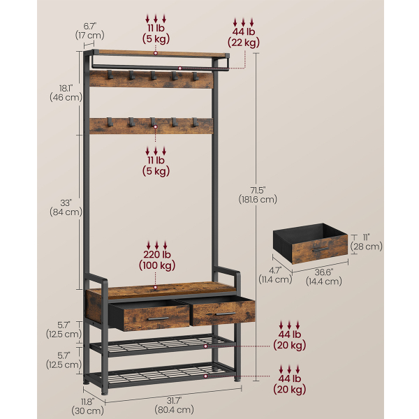 Έπιπλο Εισόδου (80.4x30x181.6) Vasagle HSR429B01V1