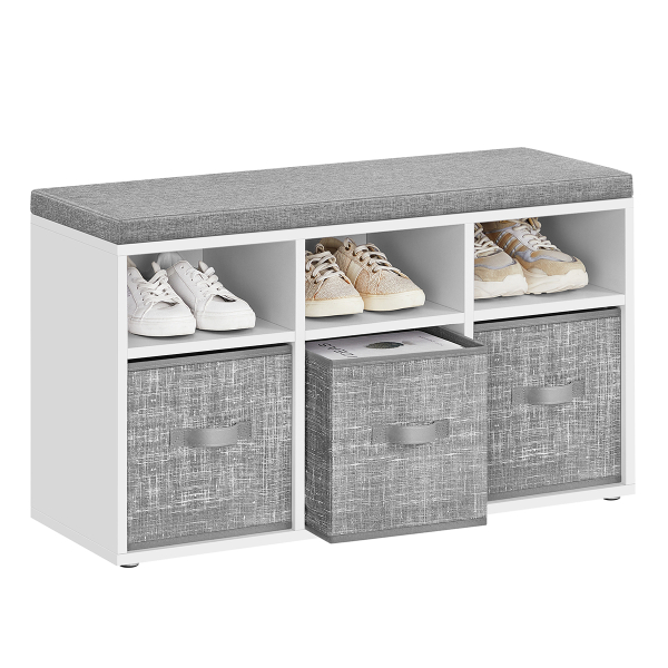 Παγκάκι Εισόδου Με Αποθηκευτικό Χώρο & 3 Κουτιά Αποθήκευσης (87x30.3x48) Vasagle LSB101W14