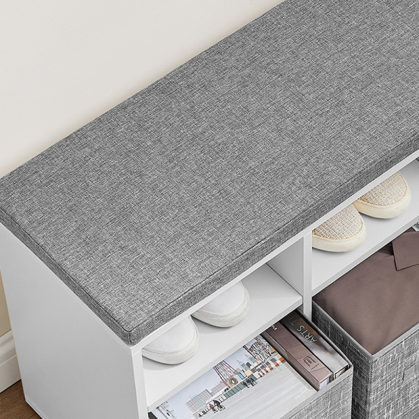 Παγκάκι Εισόδου Με Αποθηκευτικό Χώρο & 3 Κουτιά Αποθήκευσης (87x30.3x48) Vasagle LSB101W14