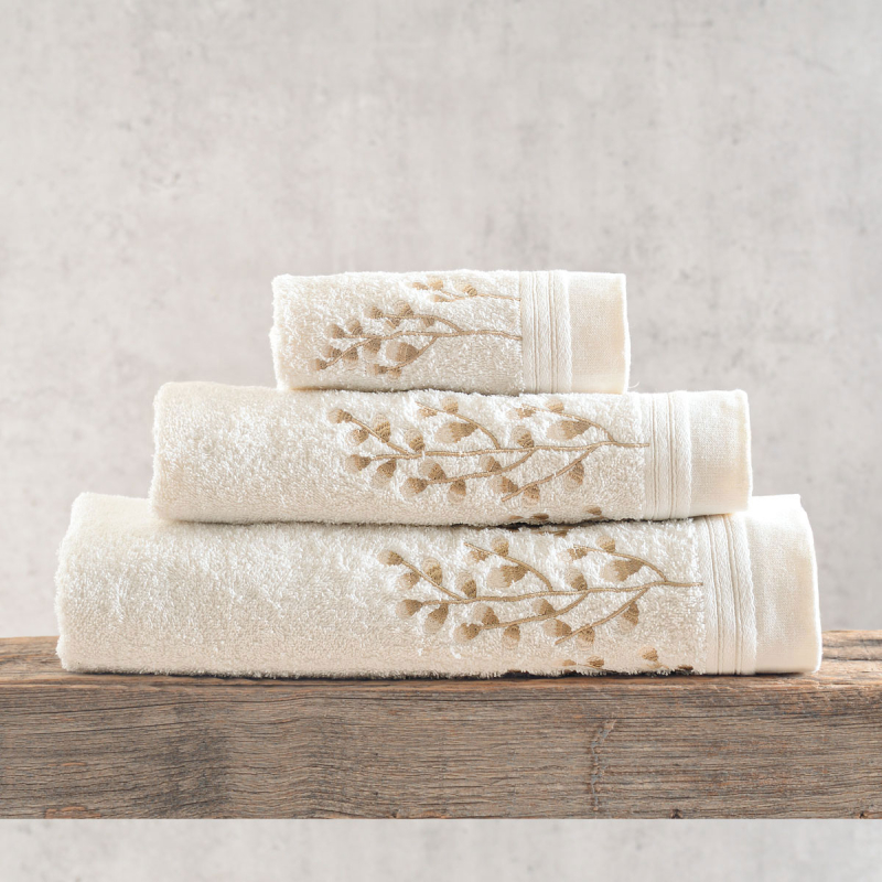 Πετσέτες Μπάνιου (Σετ 3τμχ) Rythmos Juliet Ecru-Brown 500gsm