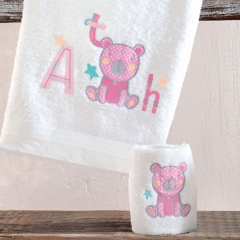 Βρεφικές Πετσέτες (Σετ 2τμχ) Rythmos Arthur Pink