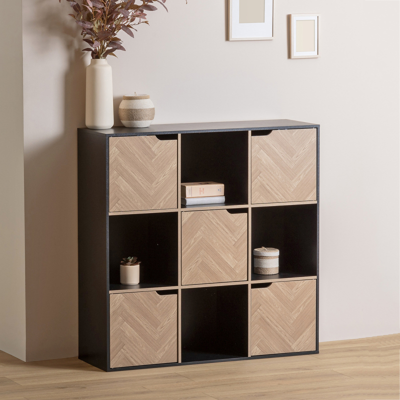 Βιβλιοθήκη Δαπέδου Με 5 Ντουλάπια (100.5x32x100.5) F-V Chevron 193653