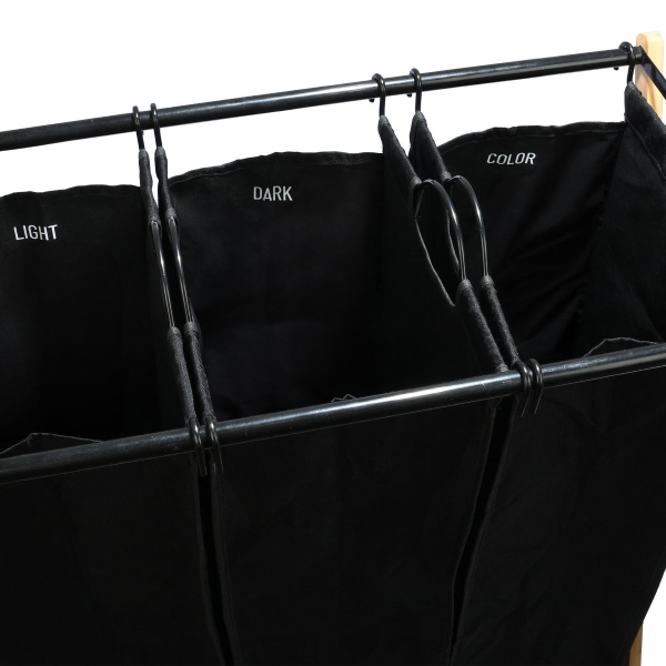 Καλάθι Απλύτων 3 Θέσεων (68x40x76) Estia Bamboo Essentials Μαύρο 02-26967