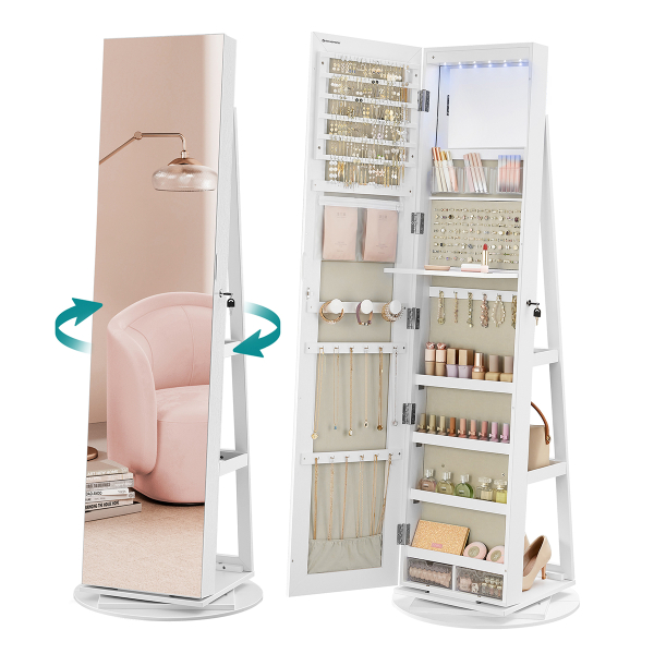 Καθρέφτης Δαπέδου Περιστρεφόμενος/Κοσμηματοθήκη (37x9.5x162.5) Songmics JJC007W02V1