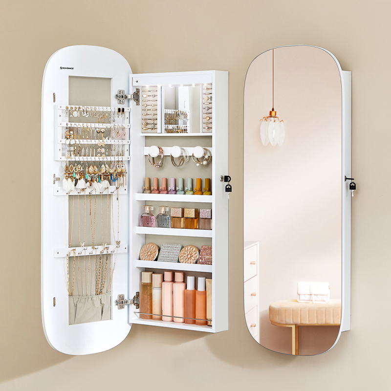 Καθρέφτης Τοίχου/Κοσμηματοθήκη (42x10x108) Songmics JJC026W01