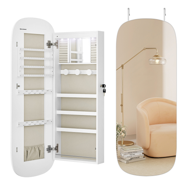 Καθρέφτης Τοίχου/Κοσμηματοθήκη (42x10x108) Songmics JJC026W01