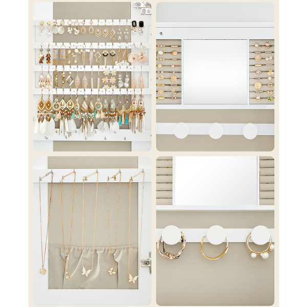 Καθρέφτης Τοίχου/Κοσμηματοθήκη (42x10x108) Songmics JJC026W01