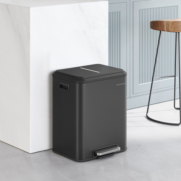 Κάδος Απορριμμάτων Διπλός (41.7x33.2x49.4) Songmics 30lt LTB544B02