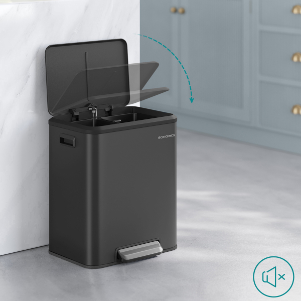 Κάδος Απορριμμάτων Διπλός (41.7x33.2x49.4) Songmics 30lt LTB544B02