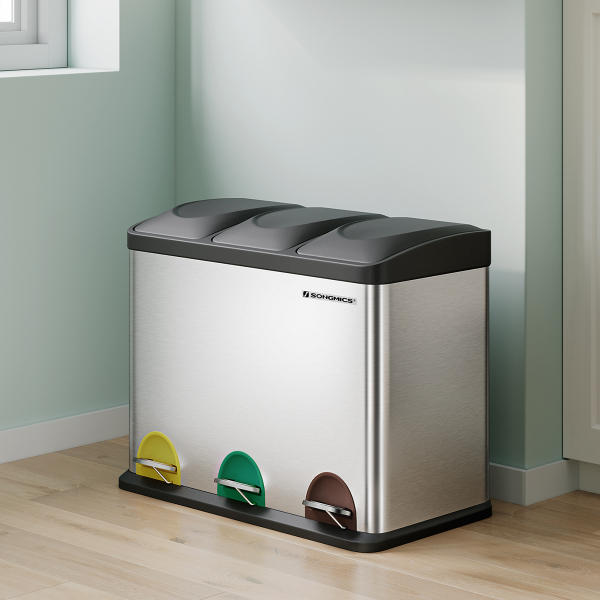 Κάδος Απορριμμάτων Τριπλός (60.5x40.5x48.5) Songmics 45lt LTB45L