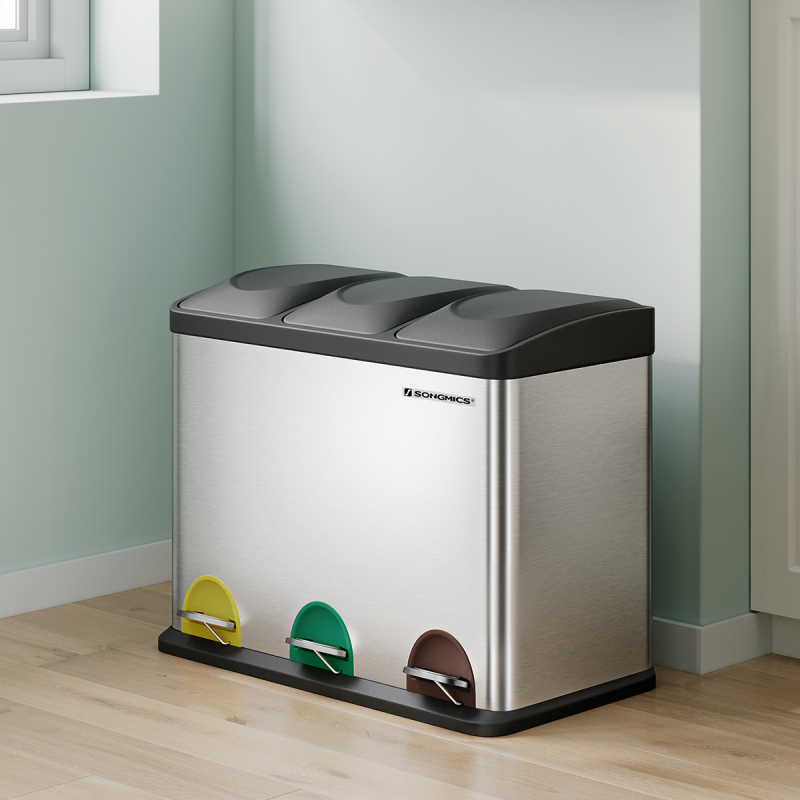Κάδος Απορριμμάτων Τριπλός (60.5x40.5x48.5) Songmics 45lt LTB45L
