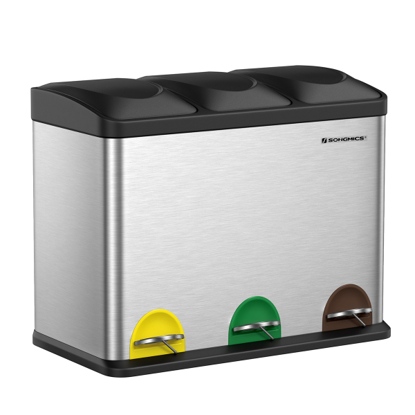 Κάδος Απορριμμάτων Τριπλός (60.5x40.5x48.5) Songmics 45lt LTB45L