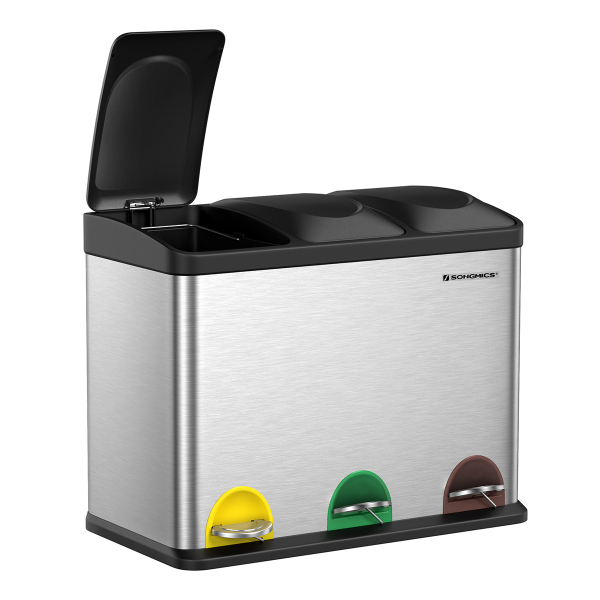 Κάδος Απορριμμάτων Τριπλός (60.5x40.5x48.5) Songmics 45lt LTB45L