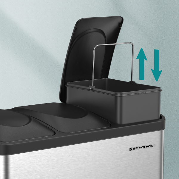 Κάδος Απορριμμάτων Τριπλός (60.5x40.5x48.5) Songmics 45lt LTB45L