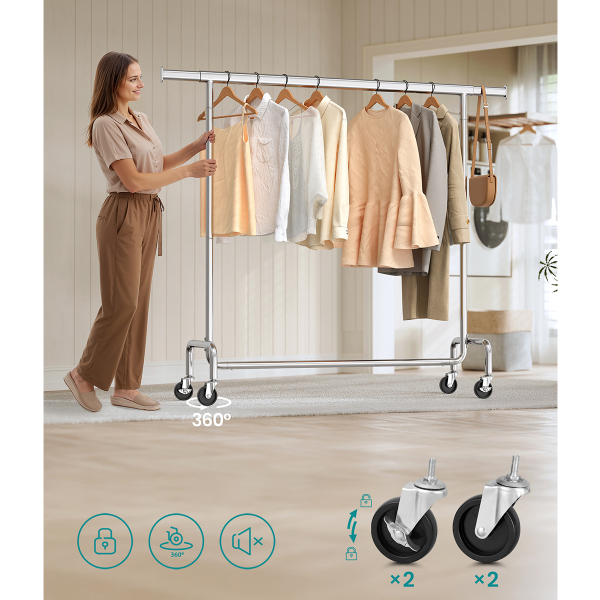 Κρεμάστρα Δαπέδου Επεκτεινόμενη 160εκ. Τροχήλατη Songmics HSR11SV2