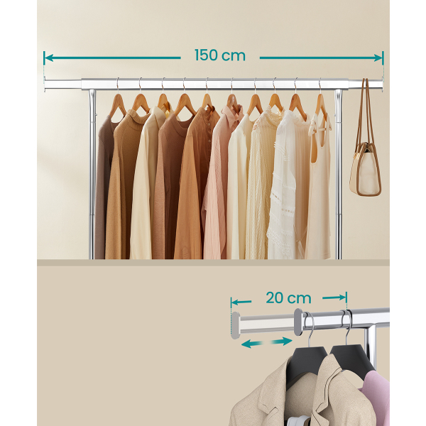 Κρεμάστρα Δαπέδου Επεκτεινόμενη 160εκ. Τροχήλατη Songmics HSR11SV2