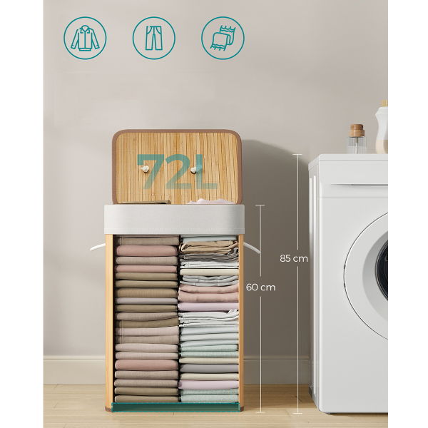 Καλάθι Απλύτων 72Lit (40x30x61) Songmics LCB10YV1