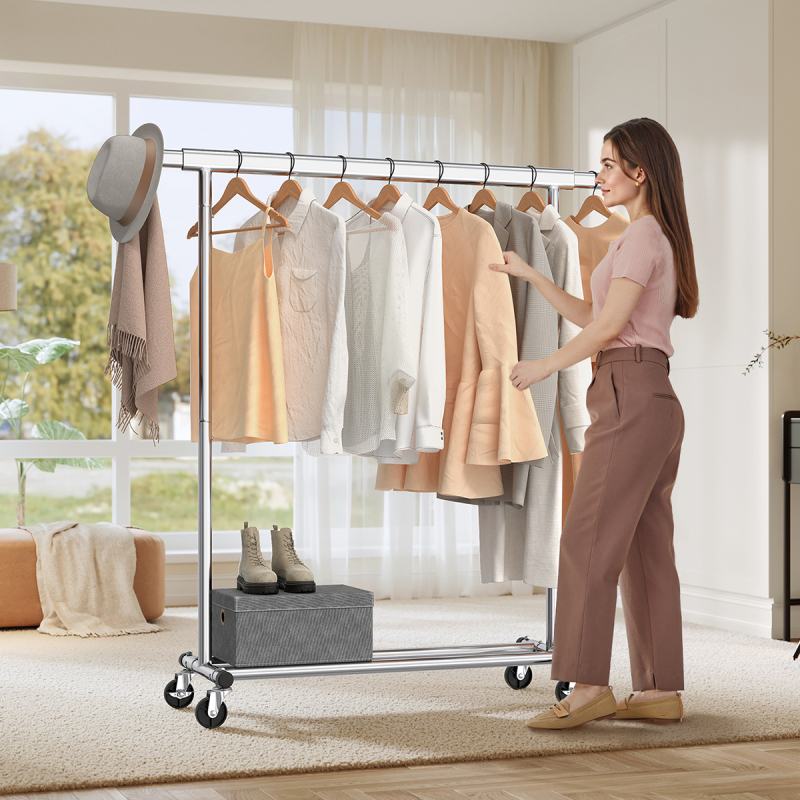 Κρεμάστρα Δαπέδου Επεκτεινόμενη 161.5εκ. Τροχήλατη Songmics HSR13S