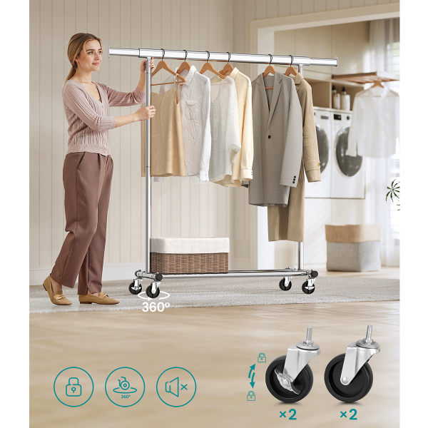 Κρεμάστρα Δαπέδου Επεκτεινόμενη 161.5εκ. Τροχήλατη Songmics HSR13S