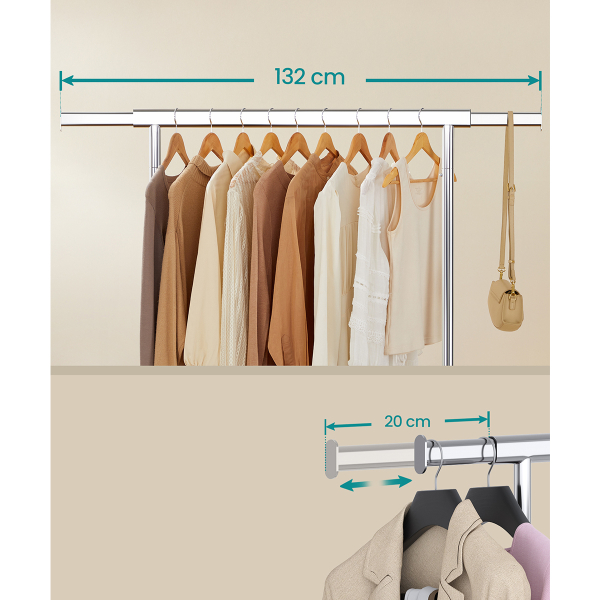 Κρεμάστρα Δαπέδου Επεκτεινόμενη 161.5εκ. Τροχήλατη Songmics HSR13S