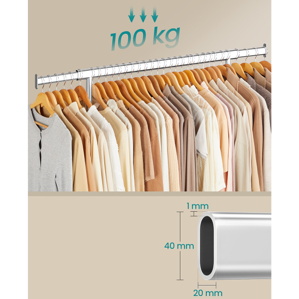 Κρεμάστρα Δαπέδου Επεκτεινόμενη 161.5εκ. Τροχήλατη Songmics HSR13S