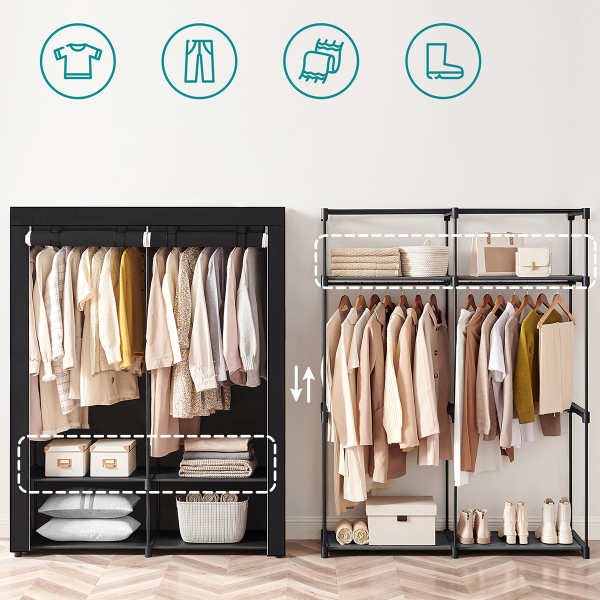 Υφασμάτινη Ντουλάπα (140x43x174) Songmics RYG02BK