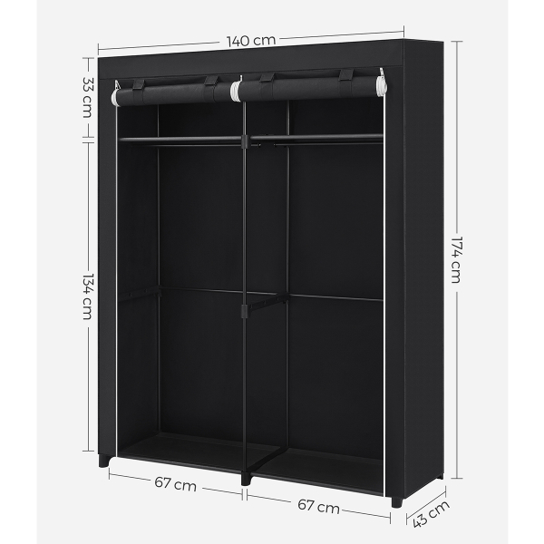 Υφασμάτινη Ντουλάπα (140x43x174) Songmics RYG02BK