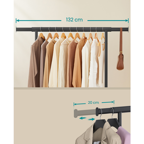 Κρεμάστρα Δαπέδου Επεκτεινόμενη 160εκ. Τροχήλατη Songmics HSR13BKV1