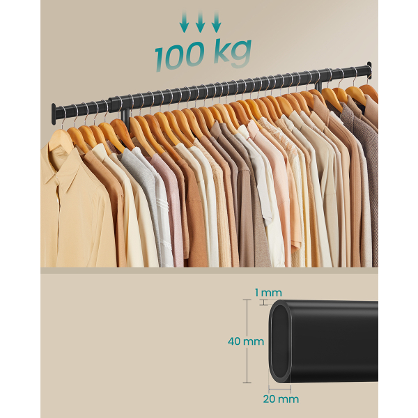 Κρεμάστρα Δαπέδου Επεκτεινόμενη 160εκ. Τροχήλατη Songmics HSR13BKV1