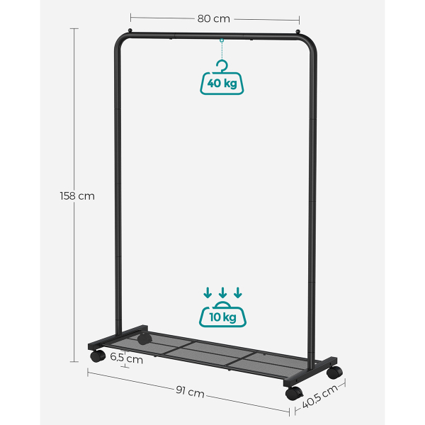 Κρεμάστρα Δαπέδου 158εκ. Τροχήλατη Songmics HSR25BKV1