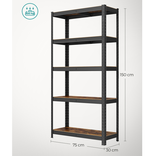 Μεταλλική Ραφιέρα Δαπέδου 5 Θέσεων (75x30x150) Songmics GLR030B01