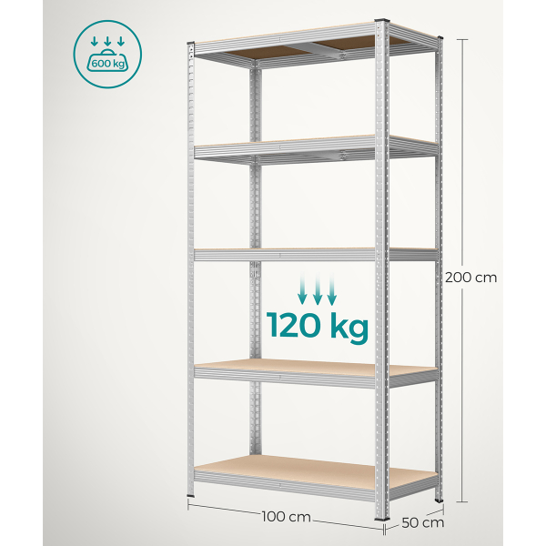 Μεταλλική Ραφιέρα Δαπέδου 5 Θέσεων (100x50x200) Songmics GLR050E01
