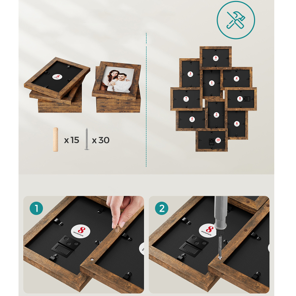 Κορνίζα Τοίχου 10 Θέσεων (49.3x2x60) Songmics RPF020X01