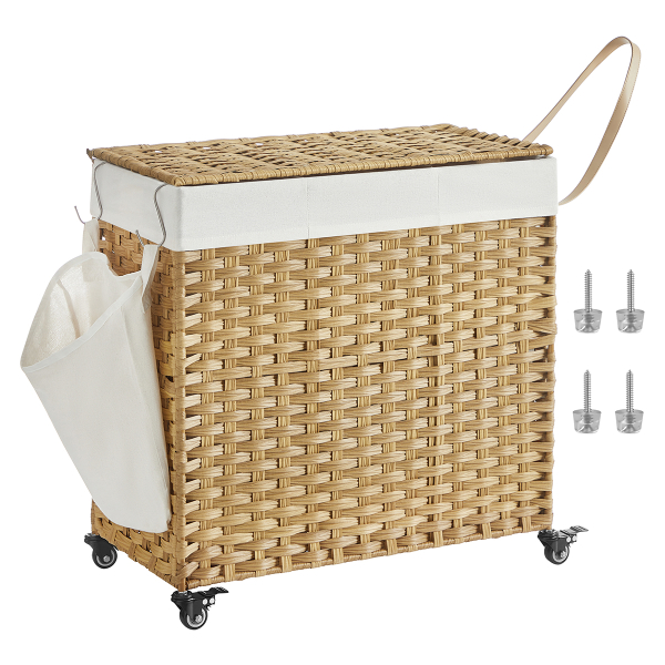 Καλάθι Απλύτων 3 Θέσεων Με Ροδάκια (66x33x66) Songmics LCB363N01