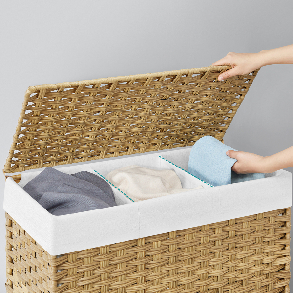 Καλάθι Απλύτων 3 Θέσεων Με Ροδάκια (66x33x66) Songmics LCB363N01