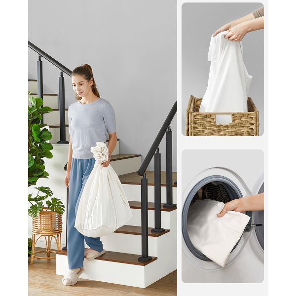 Καλάθι Απλύτων 3 Θέσεων Με Ροδάκια (66x33x66) Songmics LCB363N01