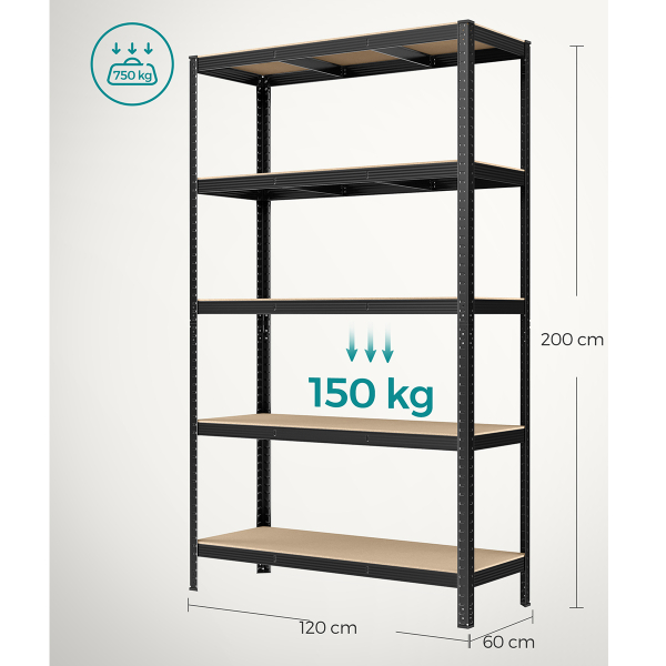 Μεταλλική Ραφιέρα Δαπέδου 5 Θέσεων (120x60x200) Songmics GLR060B01