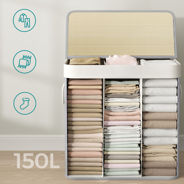 Καλάθι Απλύτων 3 Θέσεων 150Lit (60x40x61) Songmics LCB091G01V1