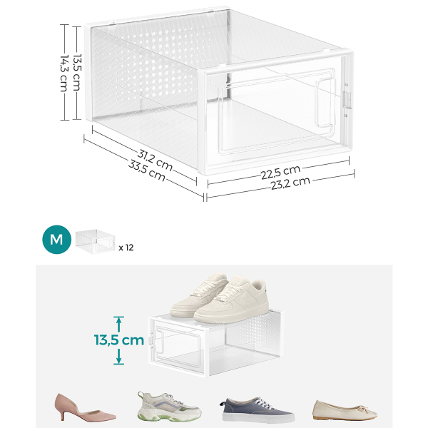 Κουτιά Αποθήκευσης - Παπουτσοθήκη 12τμχ Songmics LSP12SWT