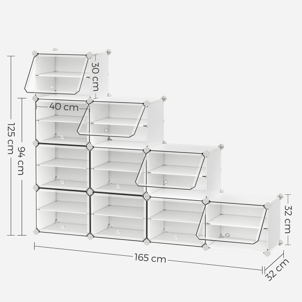 Κουτιά Αποθήκευσης - Παπουτσοθήκη 10τμχ Songmics LPC035W01