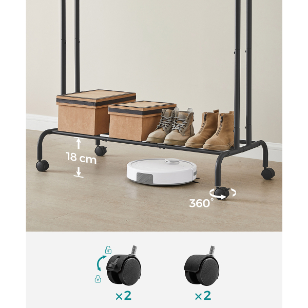 Κρεμάστρα Δαπέδου Διπλή 155εκ. Τροχήλατη Songmics HSR107B01V1