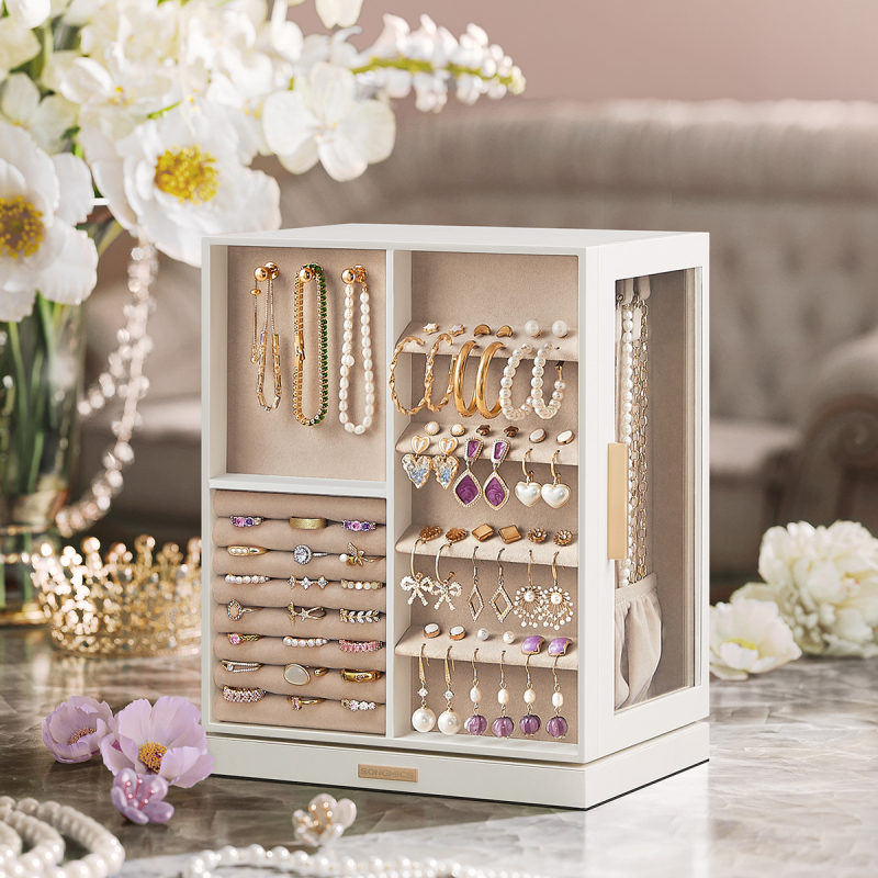 Περιστρεφόμενη Μπιζουτιέρα Κουτί Με Συρτάρια (24x17x28) Songmics JBC170W01