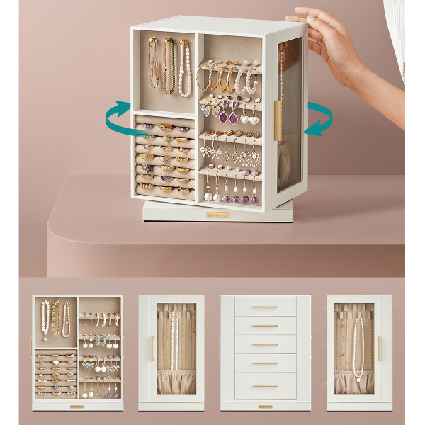 Περιστρεφόμενη Μπιζουτιέρα Κουτί Με Συρτάρια (24x17x28) Songmics JBC170W01