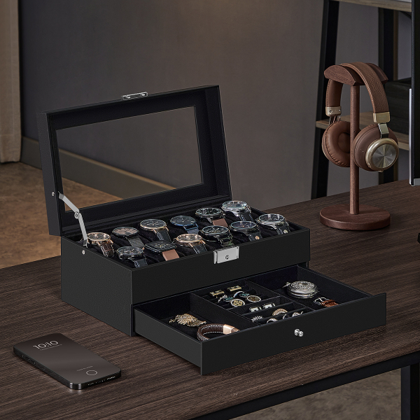 Θήκη Για 12 Ρολόγια & Κοσμήματα (32.5x18.5x13.5) Songmics JWB012B03