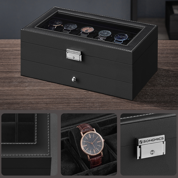 Θήκη Για 12 Ρολόγια & Κοσμήματα (32.5x18.5x13.5) Songmics JWB012B03
