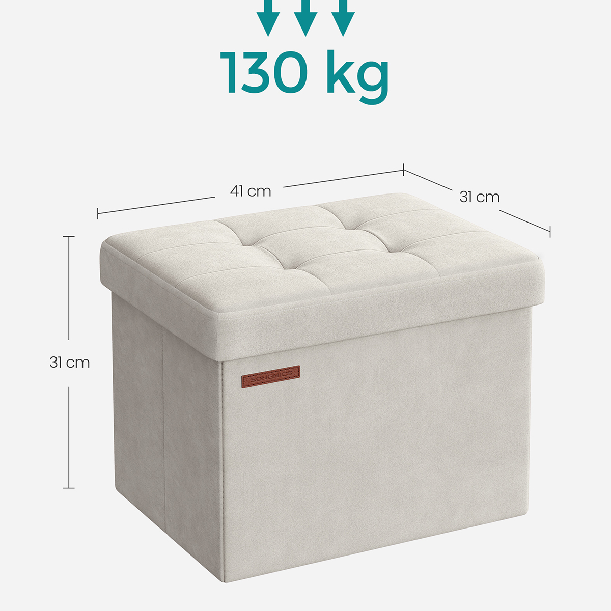 Σκαμπό με Αποθηκευτικό Χώρο (41X31X31) Songmics Lsf200W01 Home Έπιπλα Spitishop