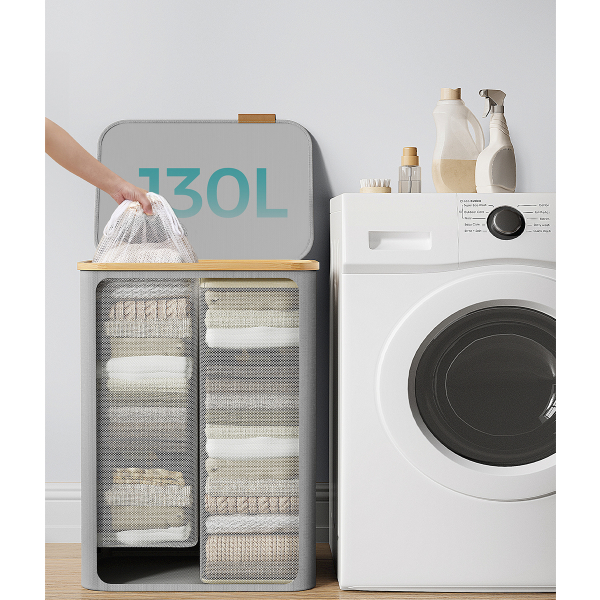 Καλάθι Απλύτων 2 Θέσεων 130Lit (52x38.5x70.5) Songmics LCB513G01V1